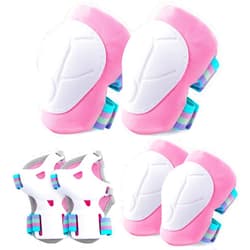 FIODAY Knee Pads for Kids Knee and Elbow Pads Wrist Guards Adjustable Protective Gear Set for Girls Boys Inline Skating Biking Skateboard Scooter Knee Pads,Pink,3-8 Years