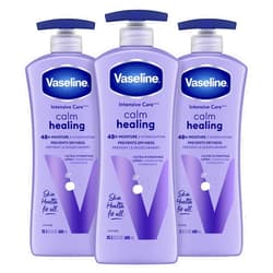 Vaseline Intensive Care Calm Healing Body Lotion 3 count for Dry Skin Made with Ultra-Hydrating Lipids and Lavender Extract to Heal and Restore Dry Skin 20.3 oz