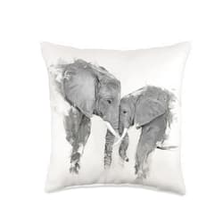 Bloom & Florence Elephant Safari Cute Wildlife Gift. Throw Pillow, 16x16, Multicolor
