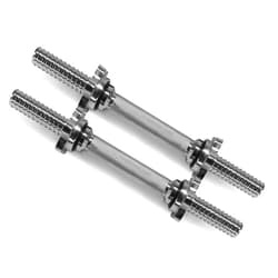 Yes4All Pair of Threaded Dumbbell Handles 14/16/18/24 inch, Chrome/Rubber Grip, Fit 1” Plates, Weight Bar Connector