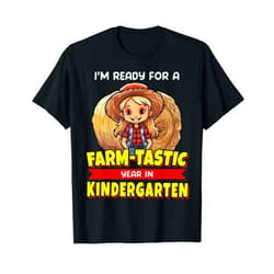 Presto Ready for Back to School Kids Career Teez Cute Kindergarten Ready for Back to School Farmer Girl T-Shirt