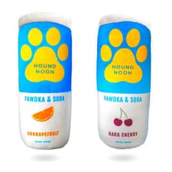 Bark Bros - Hound Noon - Two Pack Plush Squeaky Dog Toys Funny Drink Parody - Alcohol Dog Toy - Dog Birthday Toy - Cute Dog Toys - Beer Dog Toy - Puppy Gifts (Hound Noon Pawdka & Soda)