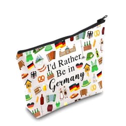 PWHAOO Germany Travel Traveling Gift I'd Rather Be in Germany Makeup Bag Germany Trip Vacation Cosmetic Bag Germany Souvenir Gift (Rather Be in Germany M)
