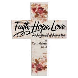 MTSDECO Faith Hope Love but The Greatest of These is Love 1 Corinthians 13:13 Farmhouse Wall Door Hanging Decor Signs Kitchen Wooden Signs Vintage Funny Cross