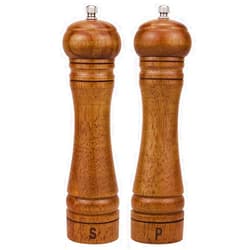 XWXO Wood Salt and Pepper Mill Set - Adjustable Ceramic Grinders, Oak Wood Shakers for Kitchen, 8 Inches, Pack of 2