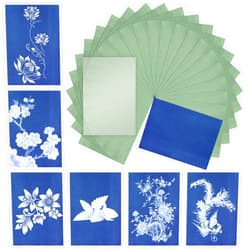 Trinkrittey Cyanotype Paper Kit, 24 Pcs Sun Print Paper Kit A5 Solar Drawing Paper Sensitivity Nature Printing Paper for Arts Crafts DIY Project (5.8 x 8.3 Inch)