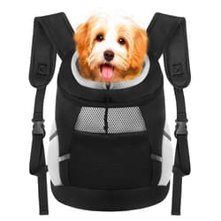 SMONT Dog Backpack Carrier, Front Chest Carrier for Dogs, Pet Carrying Bag for Travel Hiking Cycling Outdoor Black L (14-20 lbs)
