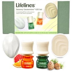Lifelines Sensory Immersion Gift Set - Includes Everyday Aromatherapy Diffuser, Fidget Grounding Stone & 2 Essential Oil Blends - Unique Sensory Gifts for Women & Men