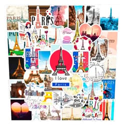 HXMIN Paris Travel Stickers 50Pcs, Eiffel Tower Stickers,Waterproof Vinyl Decals for Water Bottles, Scrapbook, Notebook, Laptop, Skateboard, Guitar, Laggage, Phone Sticker for Teen Girl (Eiffel Tower)