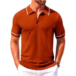 COOFANDY Men's Knit Polo Shirts Casual Short Sleeve Button Down Shirts Crochet Classic Golf Polo Collared Shirts