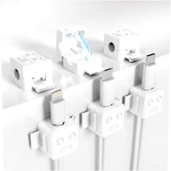 Ksmxos 6 Pack Robot Cord Organizer,Cable Holder Clips,Cable Organizer,Magnetic Cable Clips Under Desk Cable Management,Cord Holders,Cord Clips Organizer for Nightstand, Car, Wall, Office, Kitchen (White)
