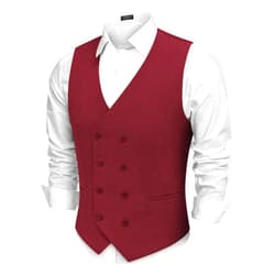 COOFANDY Men's Double Breasted Suit Vest Lightweight Waistcoat Slim Fit Dress Vest