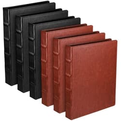 Fulmoon 6 Pcs Vintage Hardback 3 Ring Leather Binder, Portfolio Organizer Planner Binder 1 Inch 3 Ring Binder, Letter Size 13 x 9.4