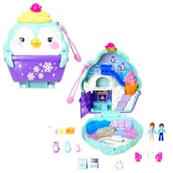 Polly Pocket Dolls & Playset, Snow Sweet Penguin Compact with 13 Accessories, Travel Toy with Fidget Exterior
