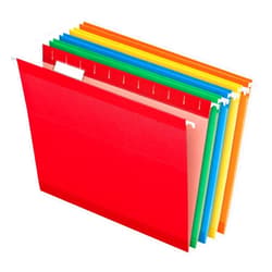 Pendaflex Reinforced Hanging Folders, Letter Size, Assorted Colors 1/5 Cut, Tabs and Inserts, 25 Per Box (41522AMZ)