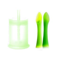 Olababy 100% Silicone Training Cup with Straw Lid (Kiwi) and Training Spoon Set Bundle