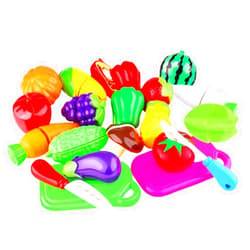 Sivvderi 20 Pieces Kitchen Toys Fun Cutting Fruit and Vegetables Pretend Food Playset for Kids, Educational Play Food Set for Children Pretend Food Toys