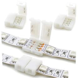JacobsParts ABI 10x 10mm 4-pin Solderless Clip-on Coupler Connector for 5050 RGB LED Strip Light (10-Pack)