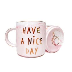 Palma Gifts Funny Coffee Mug with Middle Finger, Funny Gifts for Women - Cool Stuff Novelty Gift for Coworkers Under 30 - Pink Marble Mug Sassy Birthday Gifts for Mom - Have a Nice Day Middle Finger Mug - 12.5 oz