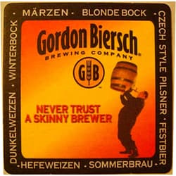 GORDON BIERSCH Brewing Company Never Trust A Skinny Brewer Czech Style Pilsner 20 Beer Bar Pub Coasters