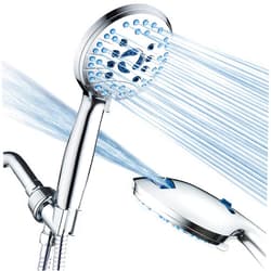 Hotel Spa AquaCare High Pressure 8-mode Handheld Shower Head - Anti-clog Nozzles, Built-in Power Wash to Clean Tub, Tile & Pets, Extra Long 6 ft. Stainless Steel Hose, Wall & Overhead Brackets
