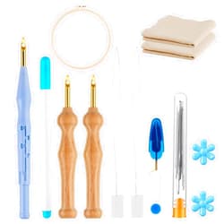 Zuaooz 21Pcs Punch Needle Kits with Embroidery Hoop, Tufting Cloth, Length-Adjustable Punch Needle Tool (5mm) for Adult Beginner Punch Needle Embroidery, Cross Stitching DIY Craft Decoration