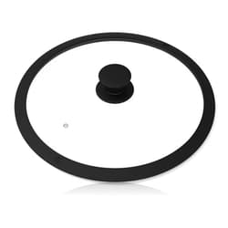 Eooch Glass Lid for Pans, Pots and Skillets Ventd Tempered Glass Lid with Heat Resistant Silicone Rim Fits 10.5