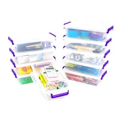 Iris Ohyama IRIS USA 3 Qt. Plastic Craft Storage Container Bins with Lids, 10 Pack, Small Art & Office Supply Organizer Tote, Sensory Bins & Boxes for Home & University, Stackable, Secure Latch Buckles, Clear