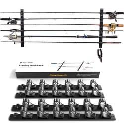 OJYDOIIIY Wall Mount Fishing Rod Holders,Horizontal/Ceiling Fishing Pole Storage Rack for Garage 2 Packs