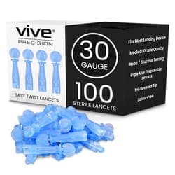 Vive Precision Vive Easy-Twist Lancets for Diabetes Blood Sugar Extraction Testing, - 30 Gauge Single Use Disposable Finger Pricker Needle Pen for Glucose Monitoring Devices - Diabetic Medical Safety (100 Easy-Twist Lancets)