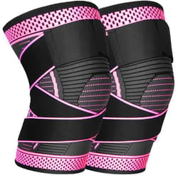 Ruilaibao Knee Braces for Knee Pain 2 Pack Adjustable Knee Support for Women and Men Knee Compression Sleeves with Straps for for Sports, Running, Meniscus Tear, ACL, PCL, Arthritis (Rose red, Small)
