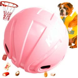 KADTC Dog Treat Dispenser Ball, XL Size, Wobble Giggle Basketball, Adjustable Slow Feeder Puzzle for Medium & Large Dogs Pink Toy