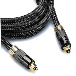 FosPower 24K Gold Plated Toslink Digital Optical Audio Cable (S/PDIF) - [Zero RFI & EMI Interference] Metal Connectors & Ultra Durable Nylon Braided Jacket (10ft)