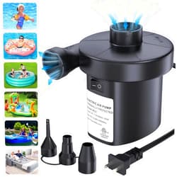 VANNPOOY Electric Air Pump for Inflatables, VANNPOOY Portable Air Mattress Pump, Quick Inflate Deflate Plug in Air Pump with 3 Nozzles, Blow up Pool Float Inflator Pump for Airbed Toys Boat Couch Swimming Ring