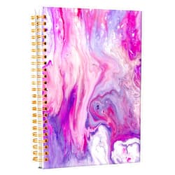 iampanda Spiral Journal Notebook,Strong Twin-Wire Binding with Premium Paper for Girl Women,Luxury 60 Sheets A5 College Ruled Notebook/Journal,Perfect for School Office Home Gifts,Pink Purple Marble