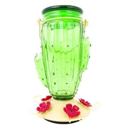 Perky-Pet 9111-1SR Cactus Top Fill Glass Hummingbird Feeder with Built-in Bee Guards & Removable Perches - 32 oz Outdoor Garden Décor Hummingbird Feeder