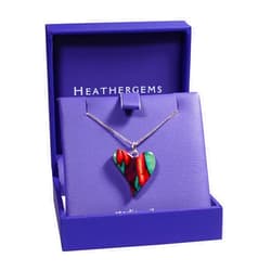 Charles Buyers Stunning Scottish Heathergems Quirky Heart Drop Pendant Necklace with Chain, Red