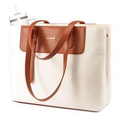 LOVEVOOK Laptop Tote Bag for Women, Water-Resistant Work Tote Bag Large Capacity Computer Bag for Travel, Nylon & PU