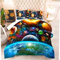 Tailor Shop Universe Galaxy Comforter Set for Girls Boys Kids Galaxy The Planet The Earth Astronaut Stars Outer Space Bedding Set Twin Size with 1 Comforter 1 Pillowcase