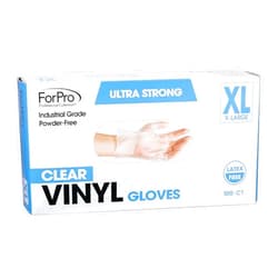 ForPro Professional Collection ForPro Disposable Vinyl Gloves, Clear, Industrial Grade, Powder-Free, Latex-Free, Non-Sterile, Food Safe, 2.75 Mil. Palm, 3.9 Mil. Fingers, X-Large, 100-Count