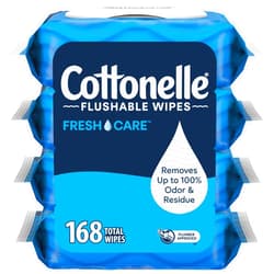 Cottonelle Fresh Care Flushable Wet Wipes, Adult Wet Wipes, 4 Flip-Top Packs, 42 Wipes Per Pack (168 Total Wipes), Packaging May Vary
