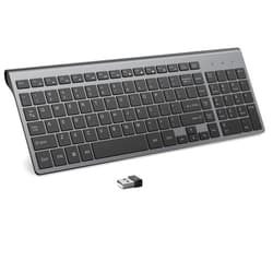 JOYACCESS Wireless Keyboard, 2.4G Slim and Compact Wireless Keyboard with Numeric Pad for Laptop, MacBook Air, Apple, Computer, PC(Black and Grey)