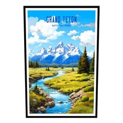 Miracle Spirit Grand Teton National Park Poster, National Park Posters, Vintage Travel Posters, Abstract Nature Landscape Forest Wall Art Pictures for Bedroom Office Living Room (UNFRAMED)