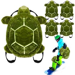 Wettarn 5 Pcs Large Turtle Butt Pads for Snowboarding Cute Turtle Cushion Turtle Protective Gear for Skiing Plush Turtle Knee Pad Elbow Pads for Kids Adults Winter Outdoor Protection(Green)