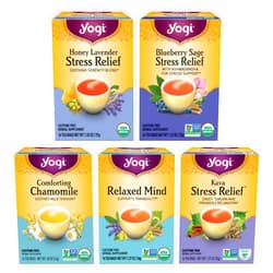 Yogi Tea Stress Relief & Relaxation Variety Sampler - 16 Bags per Pack (5 Packs) - Organic Relaxing Tea Sampler Set - Calming, Comforting Chamomile, Relaxed Mind & More
