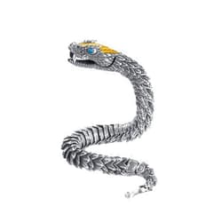 Bigougem Men's Bracelet Retro Gothic Viking Animal Bracelet Cuban Chain Link Hip Hop 3D Snake Bracelet Biker Party Jewelry Gift