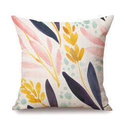Solekla Watercolor White Pink Navy Yellow Floral Cotton Linen Square Throw Pillow Case Decorative Cushion Cover Pillowcase for Sofa 18