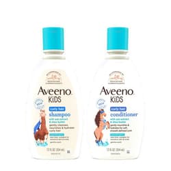 AVEENO BABY Kids Curly Hair Shampoo and Conditioner Set, 12 fl. Oz each with Oat Extract & Shea Butter, Hydrating, Hypoallergenic, Moisturizing for Defined Curls, Gentle for Kids' Developing Hair