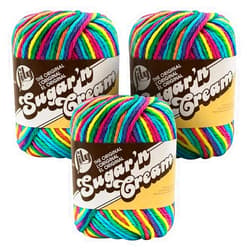 Lily Sugar'n Cream Ombre Yarn - (4) Medium Gauge 100% Cotton - 2 oz - Psychedelic (3-Pack)