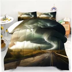 AyPoint Tornado Comforter Set Full, Lightning Tornado Highway Bedding Set for Women Men, Tornado Quilt Set, Natural Disaster Theme Down Comforter with 2 Pillowcases(Tornado, Full)